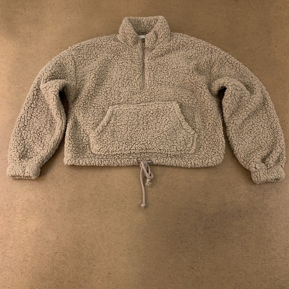 Hippie Rose Juniors Size Small Brown Fleece 1/2 Zip Pullover Cropped Sweatshirt